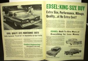 1959 Edsel Dealer Newspaper Style Brochure Corsair Ranger Villager Economy Nice!