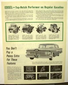 1959 Edsel Dealer Newspaper Style Brochure Corsair Ranger Villager Economy Nice!