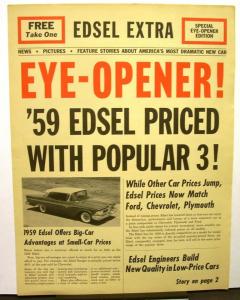 1959 Edsel Dealer Newspaper Style Brochure Corsair Ranger Villager Comparison