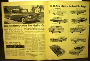 1959 Edsel Dealer Newspaper Style Brochure Corsair Ranger Villager Comparison