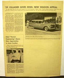 1959 Edsel Dealer Newspaper Style Brochure Corsair Ranger Villager Comparison