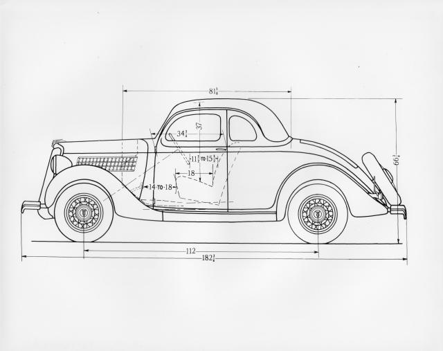 1935 Ford 5 Window Coupe Illustrative Press Photo 0628