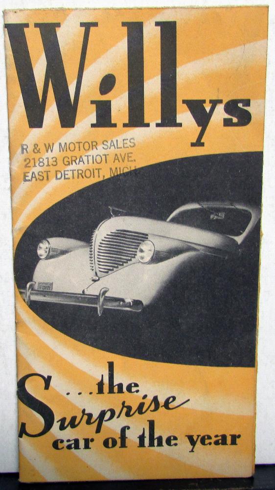 1938 Willys Pocket Sales Brochure Value & Economy The Surprise Car Of The Year