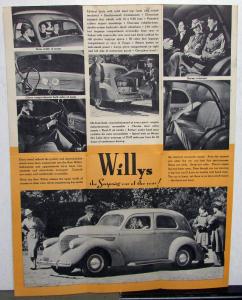 1938 Willys Pocket Sales Brochure Value & Economy The Surprise Car Of The Year