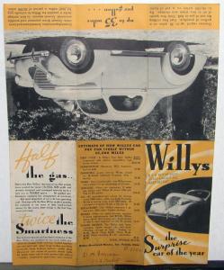 1938 Willys Pocket Sales Brochure Value & Economy The Surprise Car Of The Year