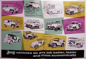 1961 Jeep Family Of Vehicles Sales Brochure Folder Dispatcher CJ FC Utility 4 WD