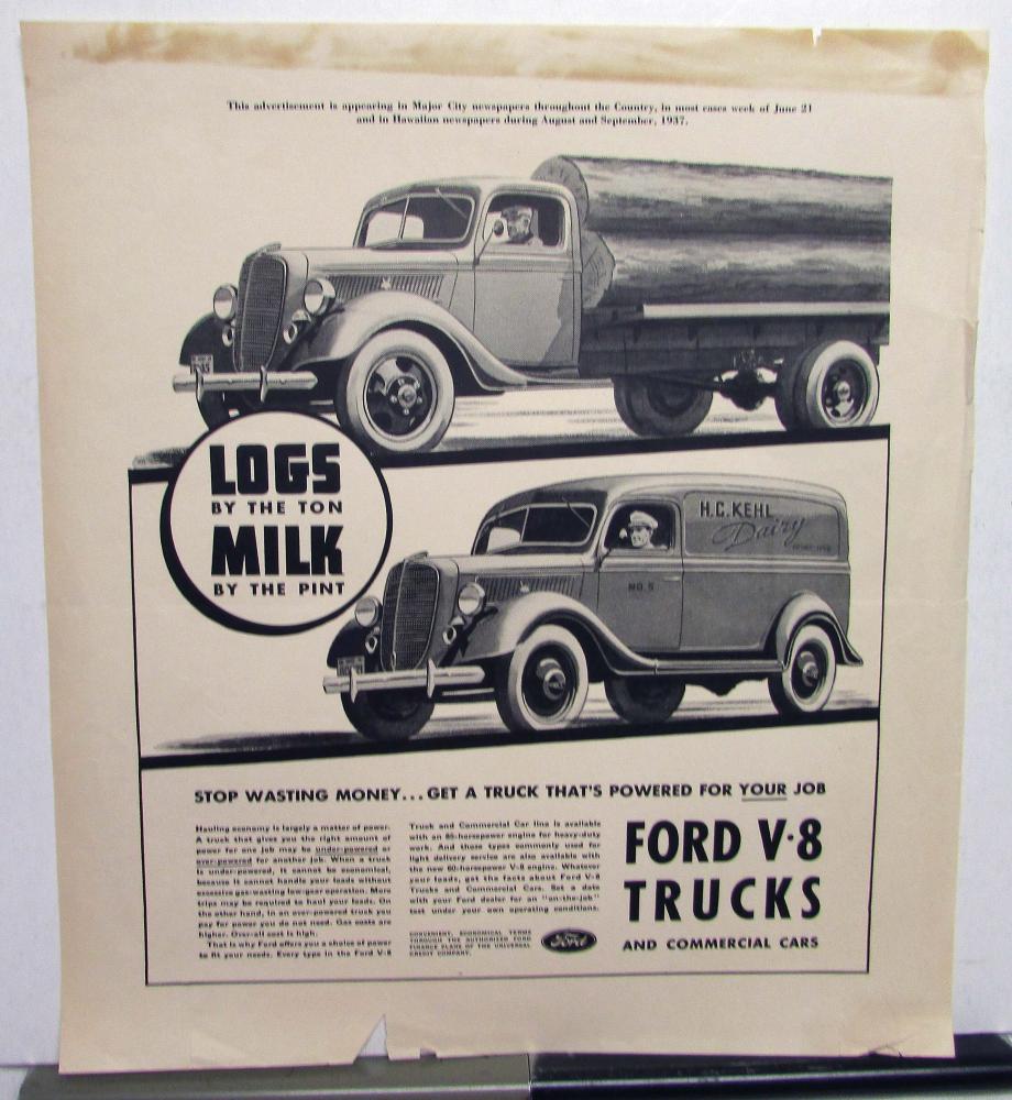 1938 Ford Truck V8 Stop Wasting Money Get A Truck Ad Proof Original