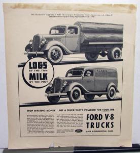 1938 Ford Truck V8 Stop Wasting Money Get A Truck Ad Proof Original