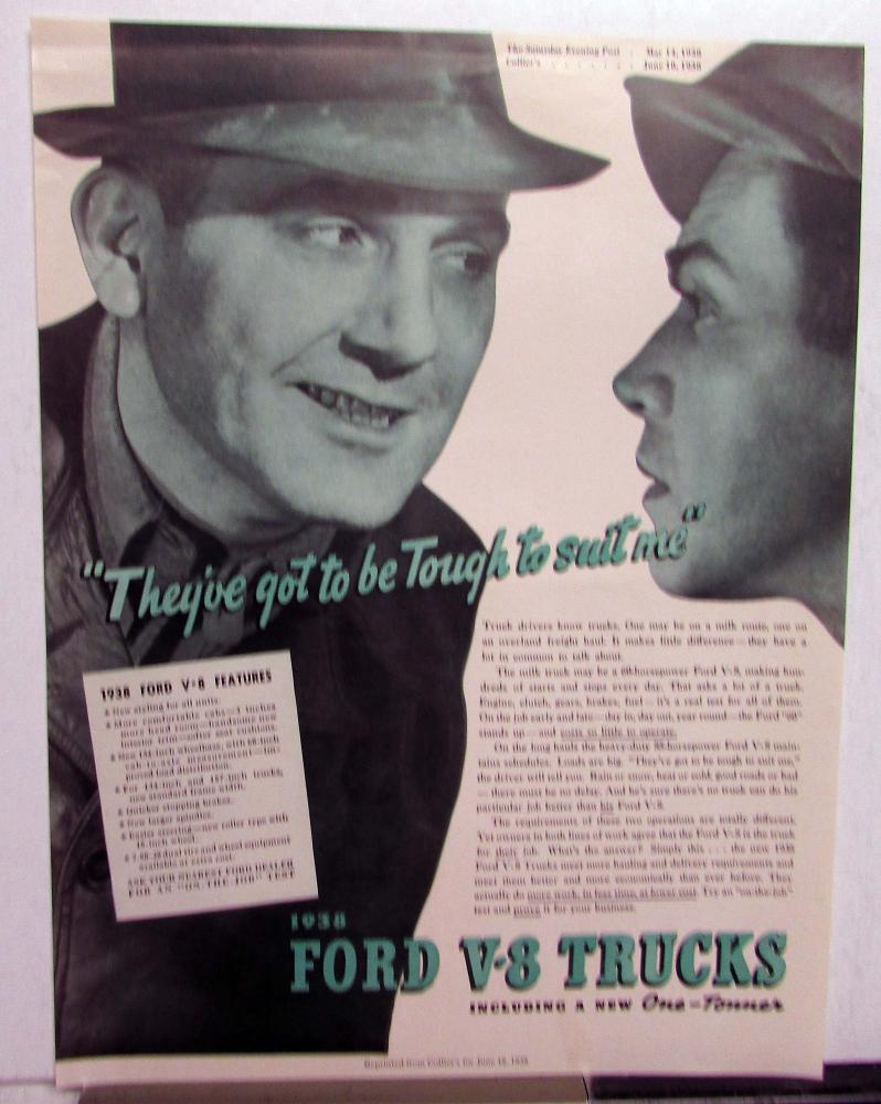 1938 Ford V8 Truck Features They've Got To Be Tough To Suit Me Ad Proof Orig