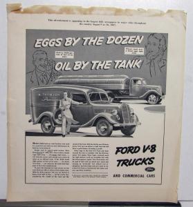 1938 Ford V8 Truck Delivery Eggs By The Dozen Ad Proof Original
