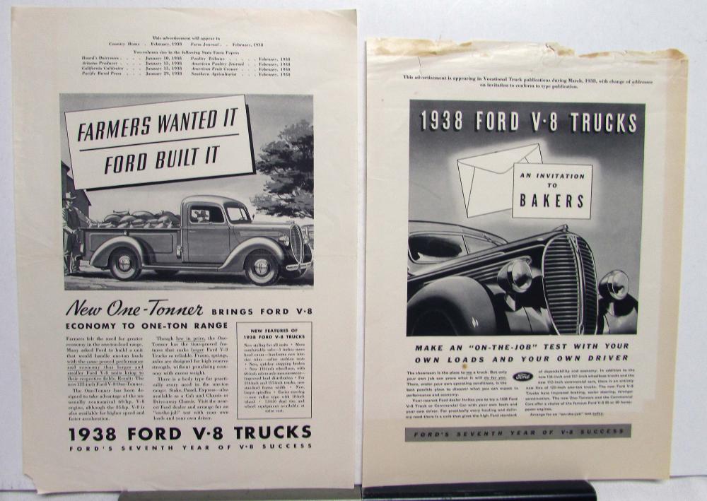 1938 Ford V8 Truck Features Farmers Wanted It Ford Built It Ad Proof Original
