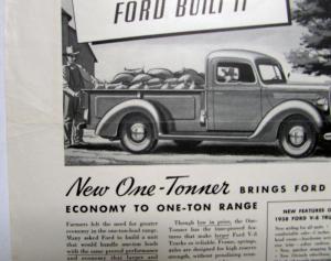 1938 Ford V8 Truck Features Farmers Wanted It Ford Built It Ad Proof Original