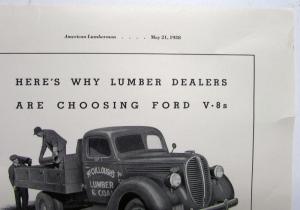 1938 Ford V8 Truck Heres Why Lumber Dealers Are Choosing Ford Ad Proof Orig