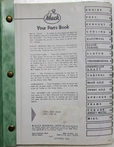 1970 Mack Truck M25X 2526-30 Model Parts Book - Number 9320