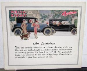 1924 Overland & Willys Knight New Car Models Introduction Dealer Invitation Card