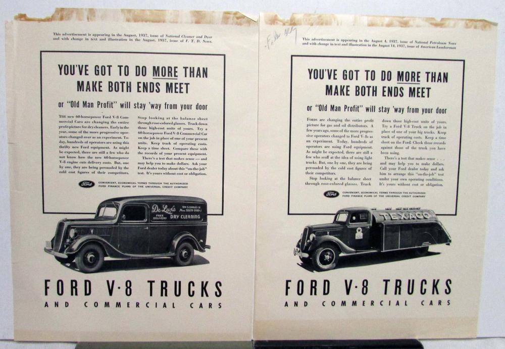 1938 Ford V8 Truck You've Got To Do More Than Make Both Ends Meet Ad Proof Orig