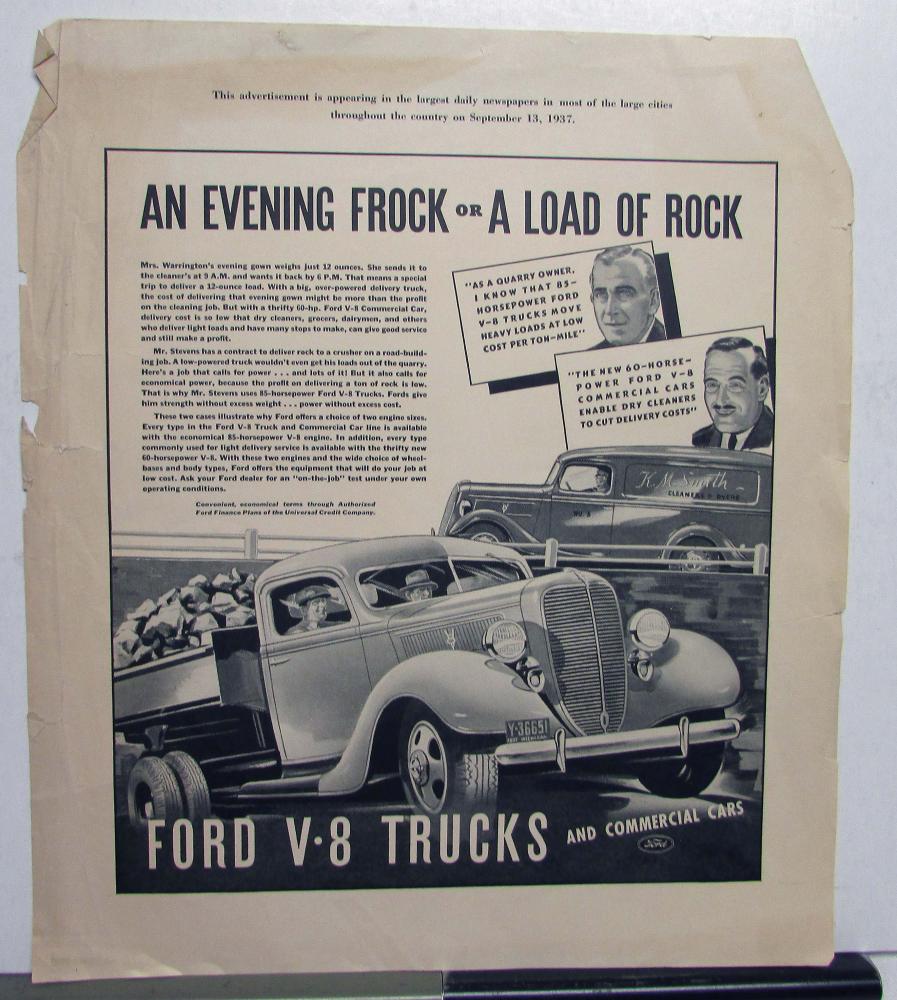 1938 Ford V8 Truck An Evening Frock Or A Load Of Rock Ad Proof Orignal