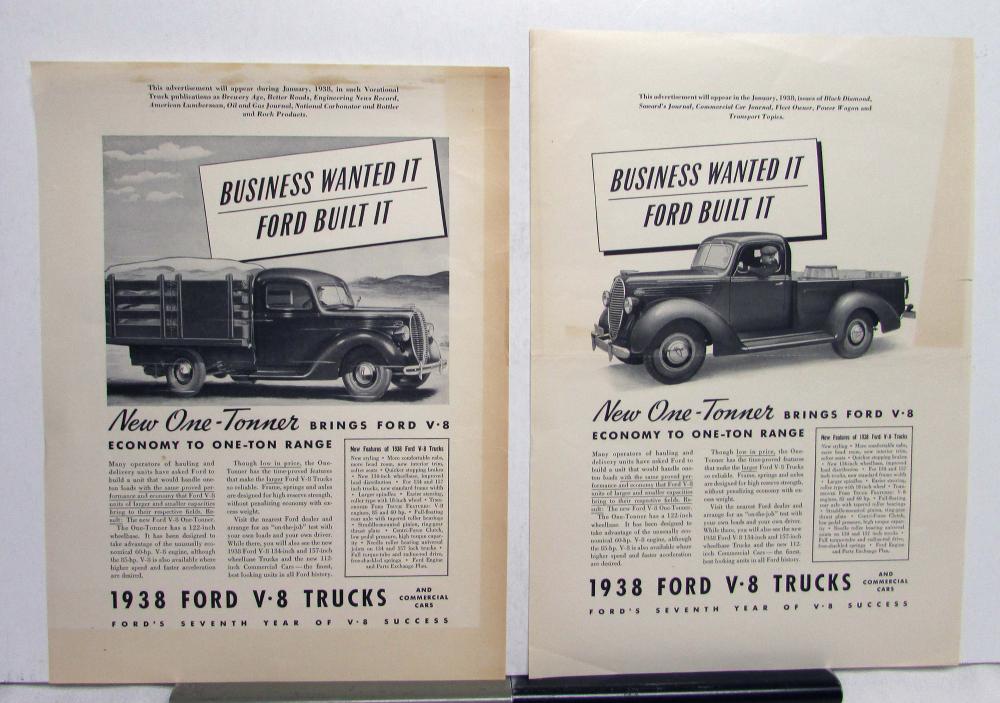 1938 Ford V8 Truck Business Wanted It Ford Built It Ad Proof Orignal