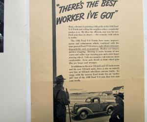 1938 Ford V8 Truck There's The Best Worker I've Got Ad Proof Original