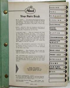 1963 Mack Truck M18X Model Parts Book - Number 3481