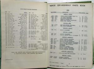 1963 Mack Truck M18X Model Parts Book - Number 3481