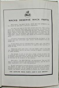 1970 Mack Truck M20X Model Parts Book - Number 9260