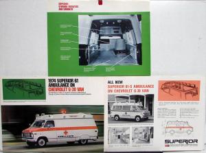 1974 Chevrolet G-30 Van Ambulance By Superior Sales Folder Data Sheet 3 Items