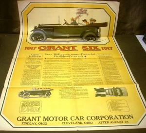 1917 Grant Six Dealer Color Sales Brochure Folder Large Poster Very Rare Nice!
