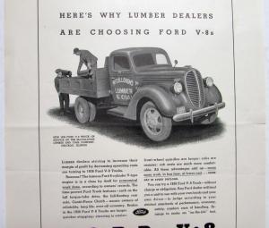 1938 Ford Trucks V8 Here's Why Lumber Dealers Are Choosing Ford Ad Proof Orig
