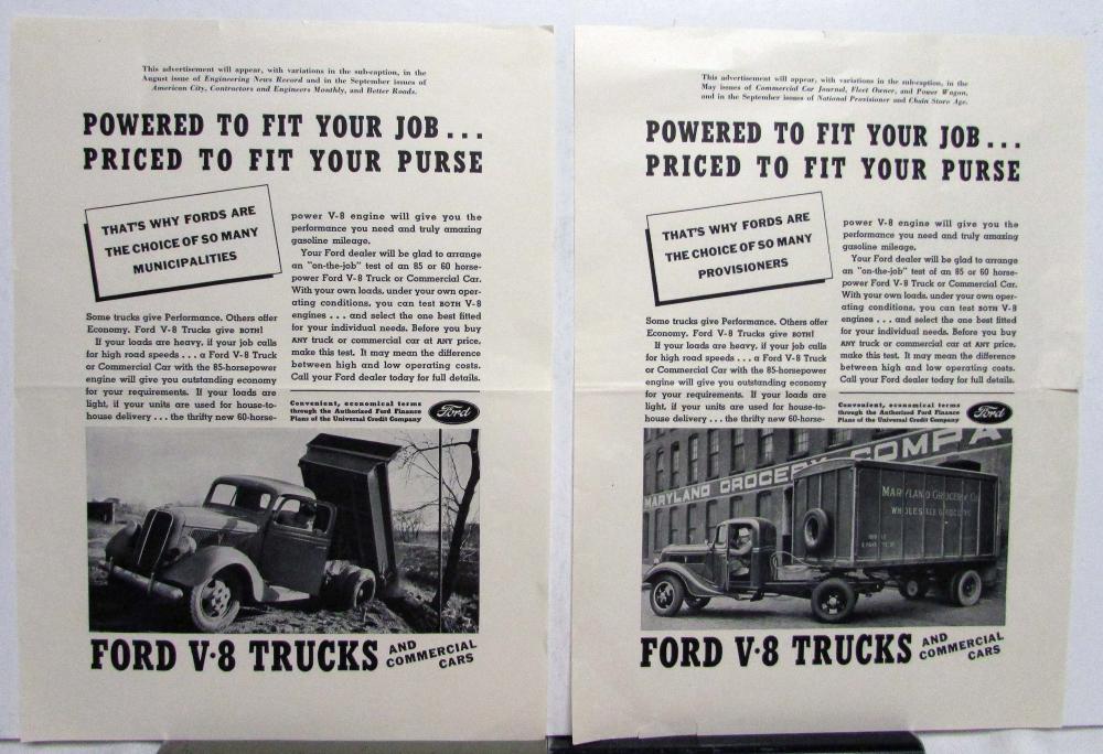 1938 Ford Trucks V8 Commercial Cars Powered To Fit Your Job Ad Proof Orig