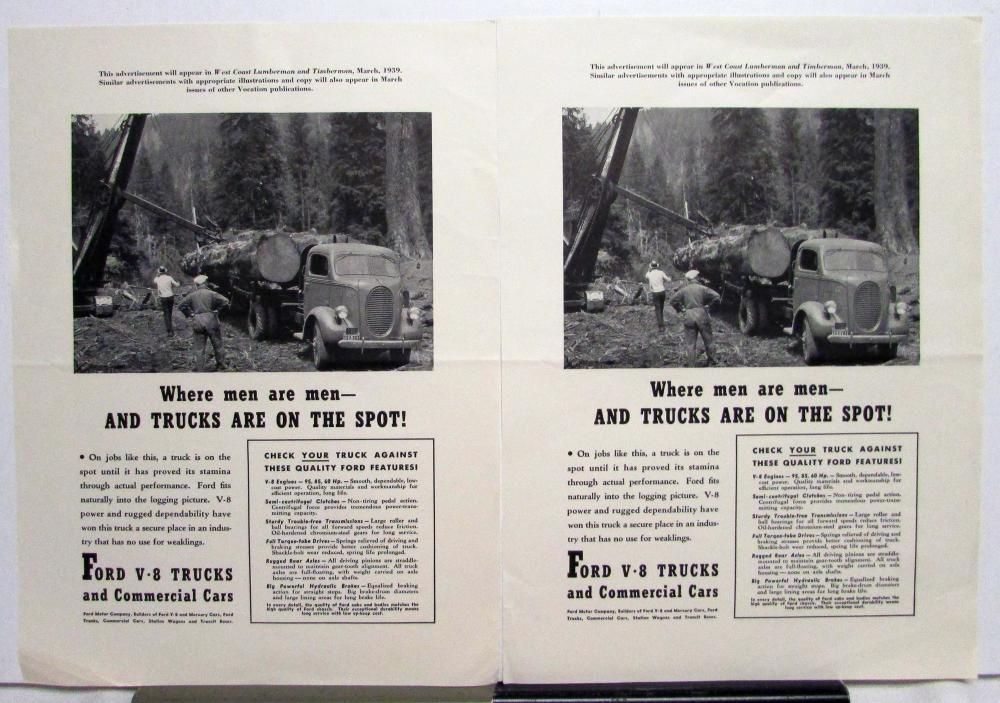 1939 Ford V8 Trucks Features Trucks Are On The Spot Ad Proof Original