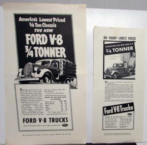 1939 Ford V8 Truck Stake Express 3/4 Ton Chassis Pricing Features Ad Proof Orig