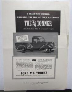 1939 Ford V8 Truck Stake Express 3/4 Ton Chassis Pricing Features Ad Proof Orig