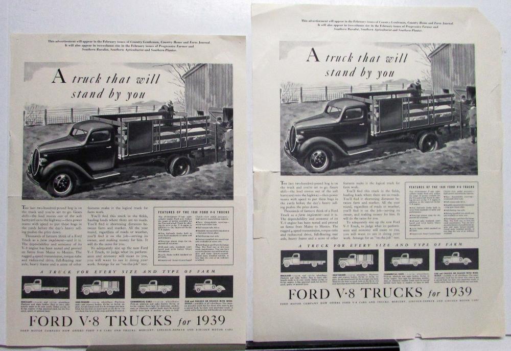 1939 Ford V8 Truck One Tonner Features Truck That Will Stand By You AdProof Orig