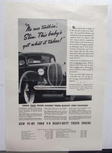 1939 Ford V8 Heavy Duty Truck Features No Use Talking Slim Ad Proof Orignal