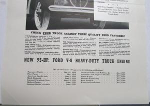 1939 Ford V8 Heavy Duty Truck Features No Use Talking Slim Ad Proof Orignal