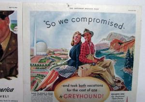 1940 1942 Greyhound Lines Bus Saturday Evening Post Traveling Ads Original