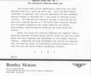 1988 Bentley Eight Press Photo and Release 0002