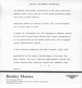 1990 Bentley Continental Convertible Press Photo and Release 0006