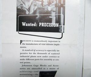1942 Ford Johansson Gage Blocks Wanted: Precision Ad Proofs Original