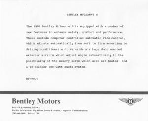 1990 Bentley Mulsanne S Press Photo and Release 0007