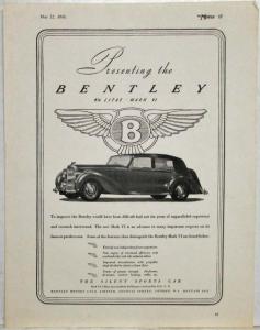 1946 Bentley 4 1/4 Litre Mark VI Ad Reprint from The Motor