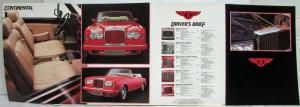 1984 Bentley Turbo R Mulsanne Turbo Continental Large Sales Folder