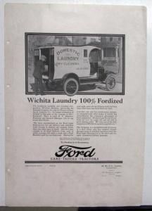 1922 Ford Trucks Model T Wichita Laundry 100% Fordized Ad Proof Original