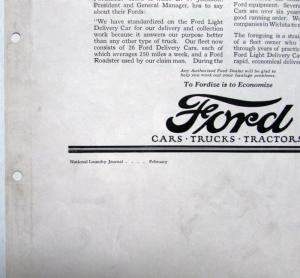 1922 Ford Trucks Model T Wichita Laundry 100% Fordized Ad Proof Original