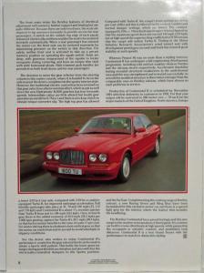 1991 Bentley Continental R Quest Magazine Article Reprint