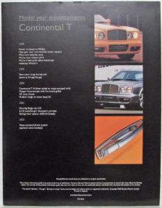1996-2002 Bentley Continental T 2-Door Product Info Guide - Specs/Enhancements