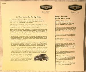 2001 Bentley Media Information Press Kit - Text Only