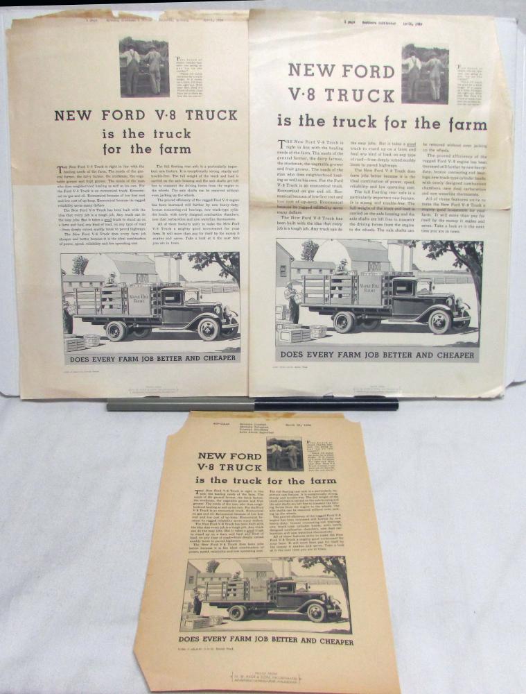 1934 Ford Truck V8 Hauling Stake Truck For The Farm Ad Proof Original