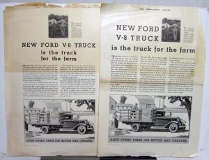 1934 Ford Truck V8 Hauling Stake Truck For The Farm Ad Proof Original